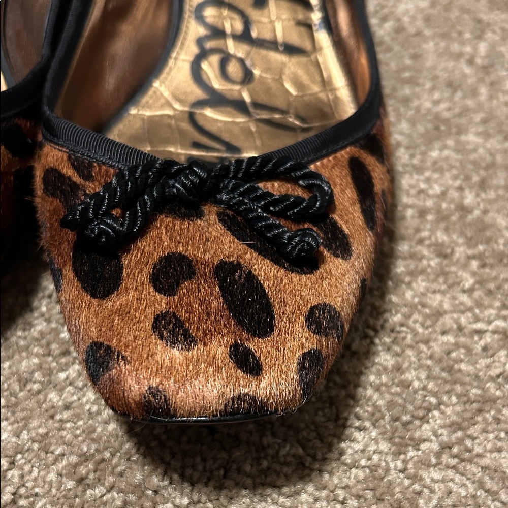 Sam Edelman Animal Real Cowhide Hair and Leather/ Print Flats with Black Accents - Picture 3 of 4